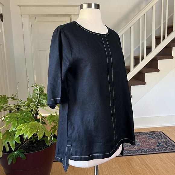 LISA BAYNE Black Linen Tunic Size XS - Picture 4 of 13